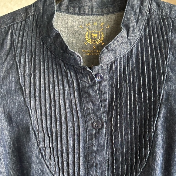 THRE3 Sleeveless Dark Blue Denim Vibes Button Up Fit & Flare Belted Dress EUC - Picture 13 of 16